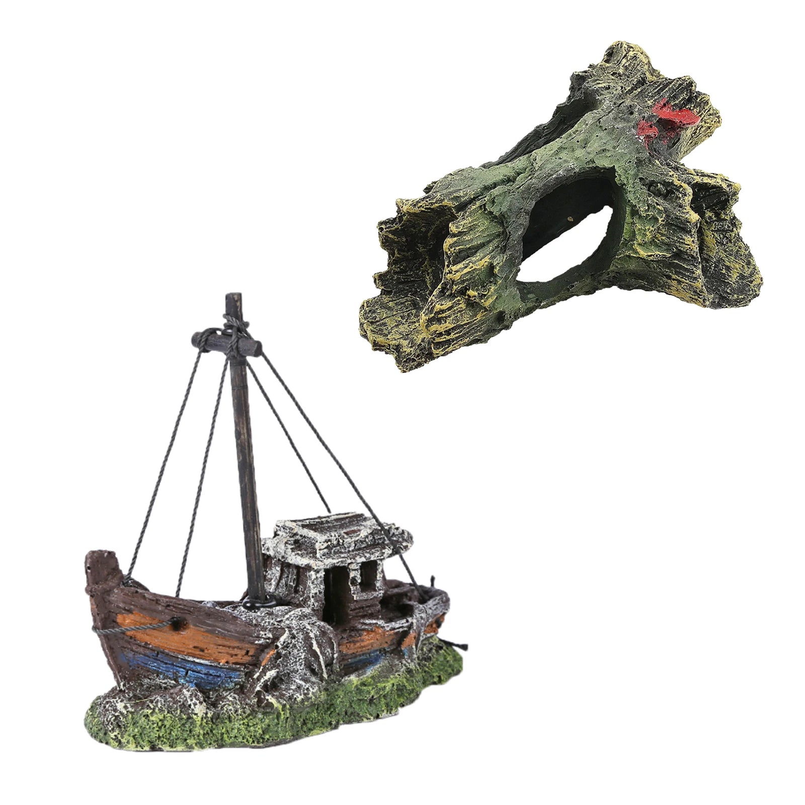 Aquarium Hollow Log Decor Multifunction Resin Fish Hiding Cave Non-toxic Aquarium Dead Wood Decoration for Fish Tank Aquarium