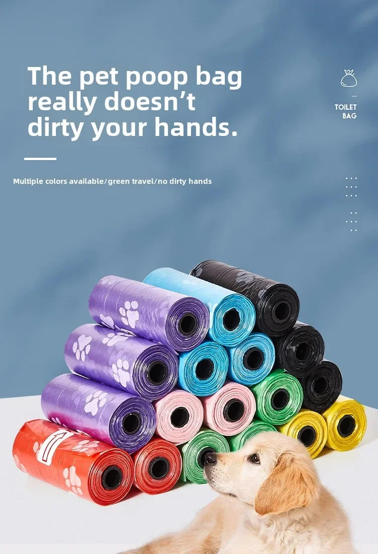 Litter Outdoor Home Clean Pet Poop Bag Solid Color Printed Pet Garbage Bag Clean Poop Bag Dog Walking Portable Poop Bag For Dogs