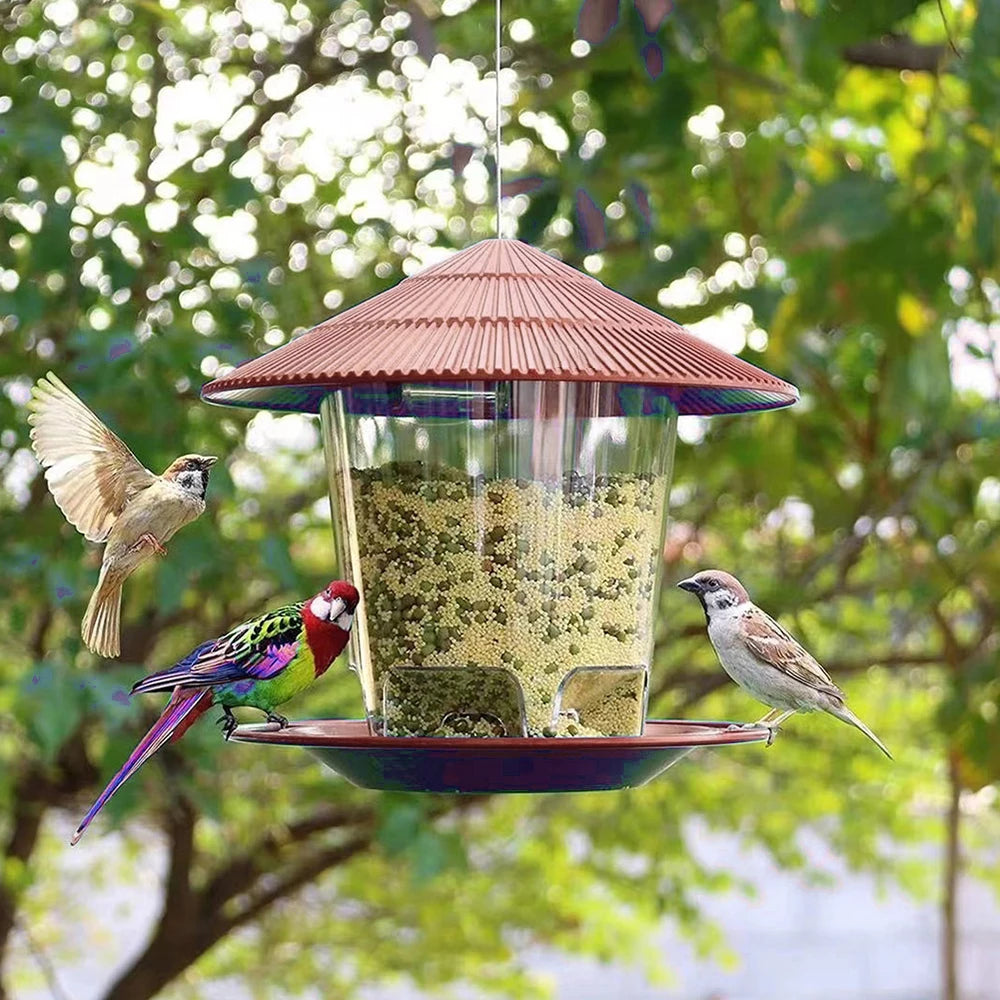 Garden Gazebo Hanging Wild Bird Feeder Outdoor Container With Hang Rope Pet Bird Feeding House Type Bird Feeder New Dropshipping