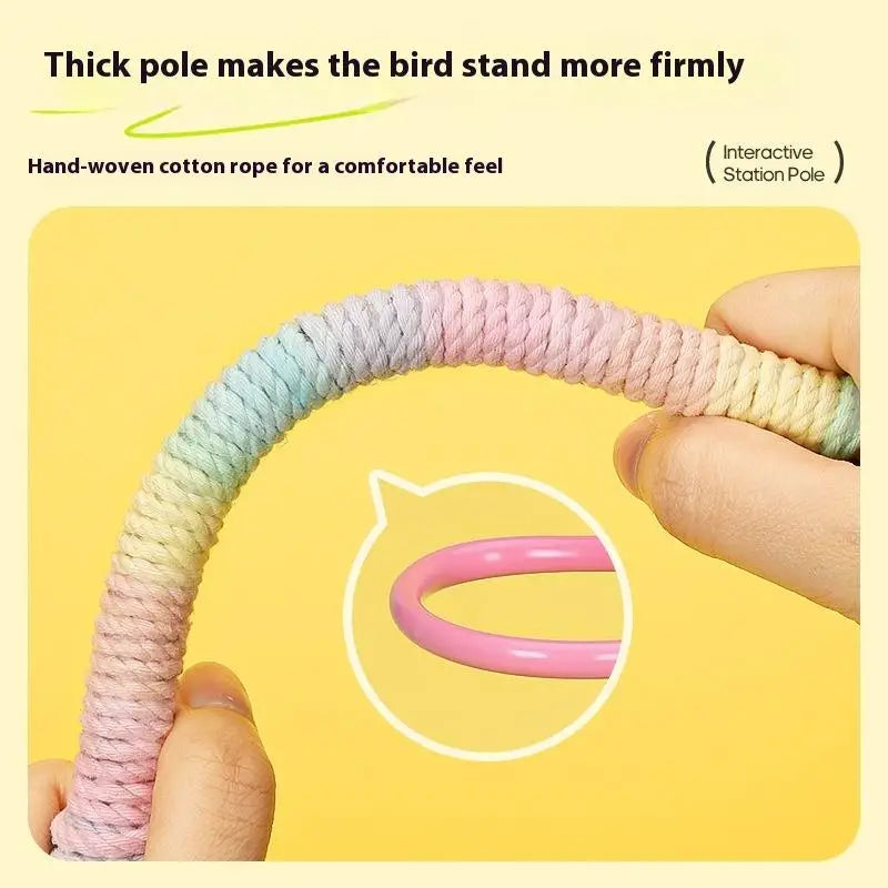 【E】Bird Perch Stand Bird Training Portable Tabletop Platform Parrot Lovebirds Indoor Budgies Bending Stand Cage Accessories