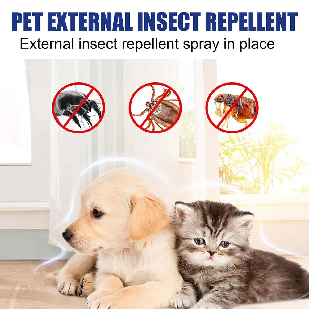 Pet Flea Killer Drops 60ml Anti Fleas Cats Ticks Lice Mite Removal Relieve Itching Antiseptic Pet Pest Spray Skin Care