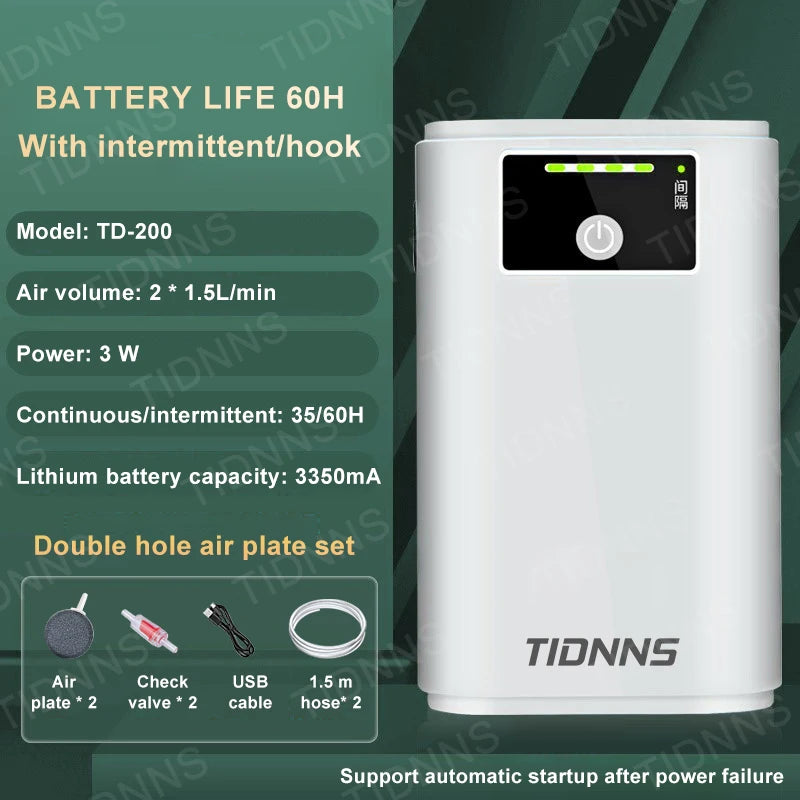 Aquarium Fish Tank Oxygen Pump Charging Dual-Purpose Air Pump Usb Lithium Battery Household Portable Fishing Mute 6000mA Outdoor