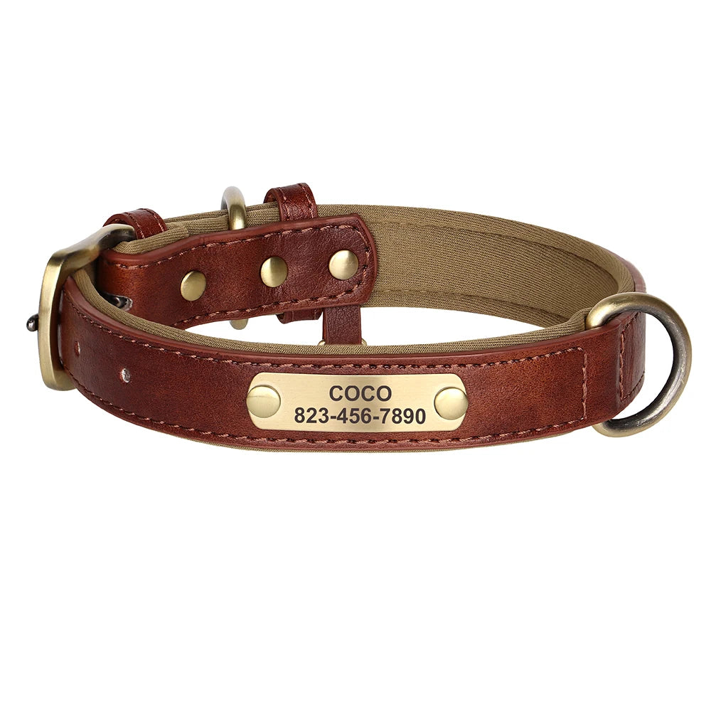 Personalized Dog Collar PU Leather Dog ID Collars Free Engraved Nameplate Adjustable For Small Medium Large Dogs Pitbull