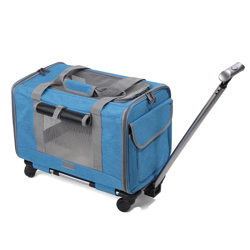 Pet Carrier with Wheels for Dogs Up To 15lbs & Cat  Airline Approved Dog Carrier Rolling Pet Carrier Foldable Pet Stroller