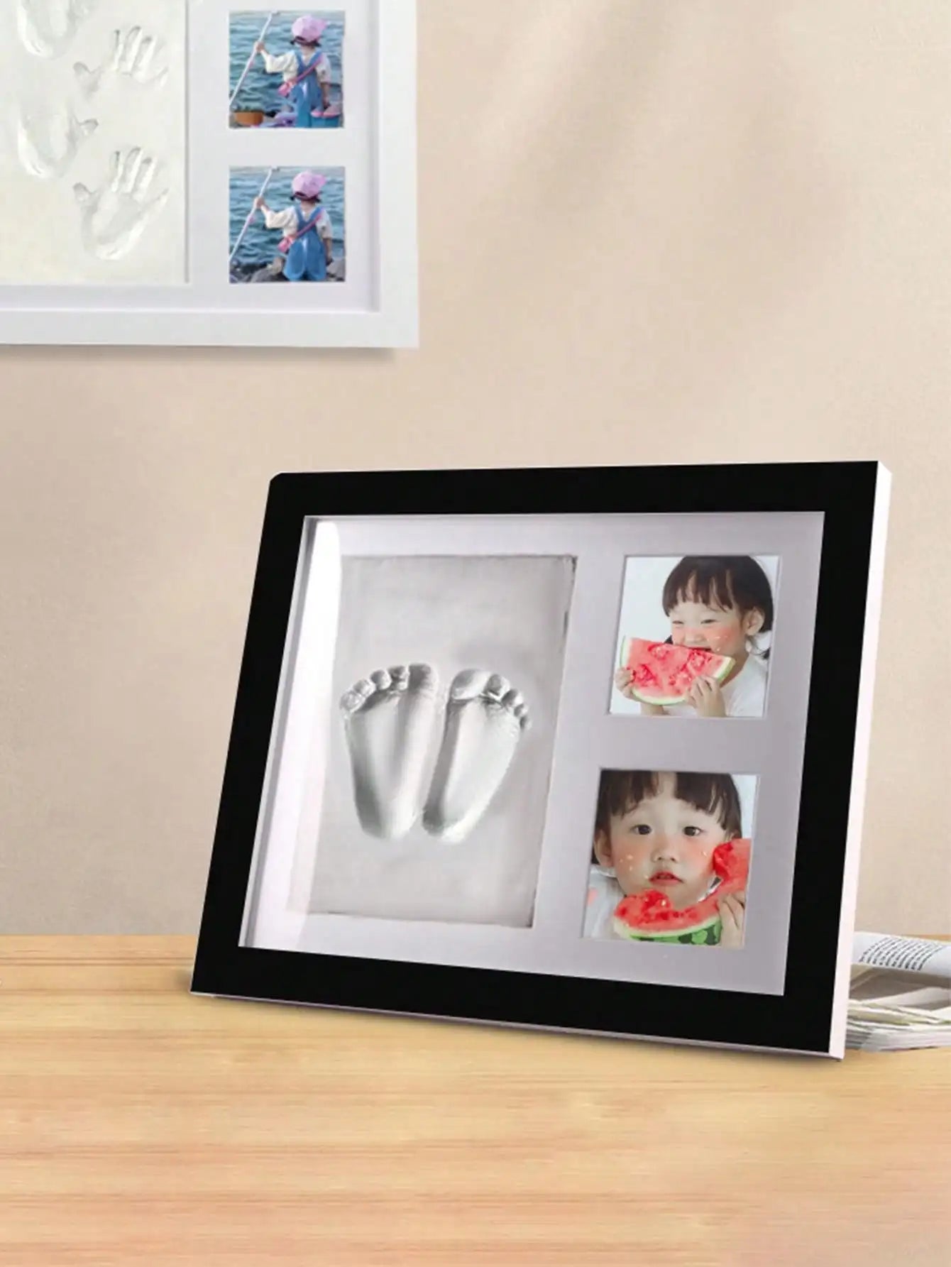 Pet Paw Print Photo Frame Dog Cat Footprints Commemorative Mud Table Photo Frame Baby Hand and Foot Print Photo Frame