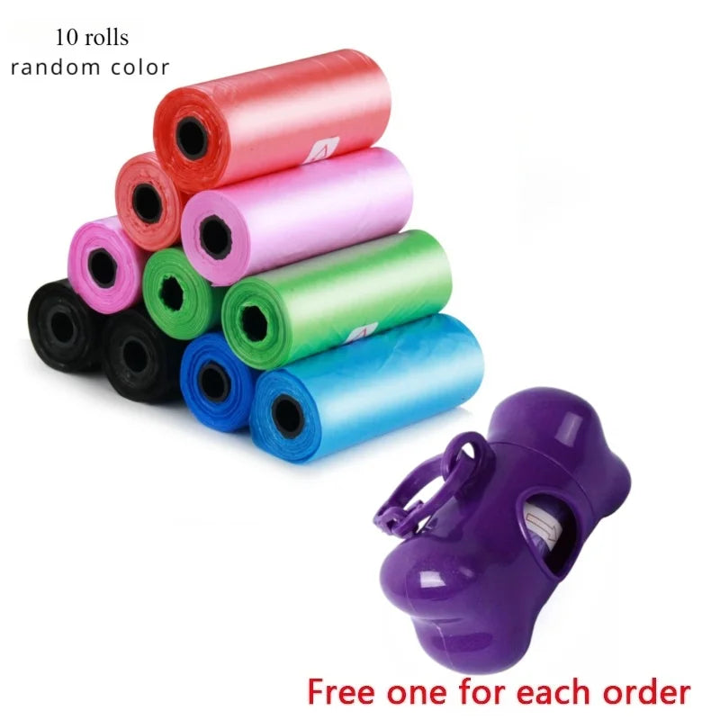 Pet Poop Bag Solid Color Printed Pet Garbage Bag Cleaning Poop Bag Walking Dog Portable Toilet Bag Dog Supplies Poop Bag Set