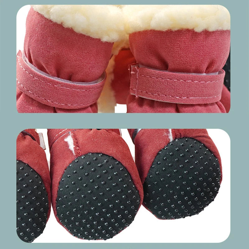 4pcs Winter Dog Shoes Waterproof Shoes For Medium Dogs Winter Boots For Small Dogs Warm Chihuahua Teeth Puppy Socks Yorkshire
