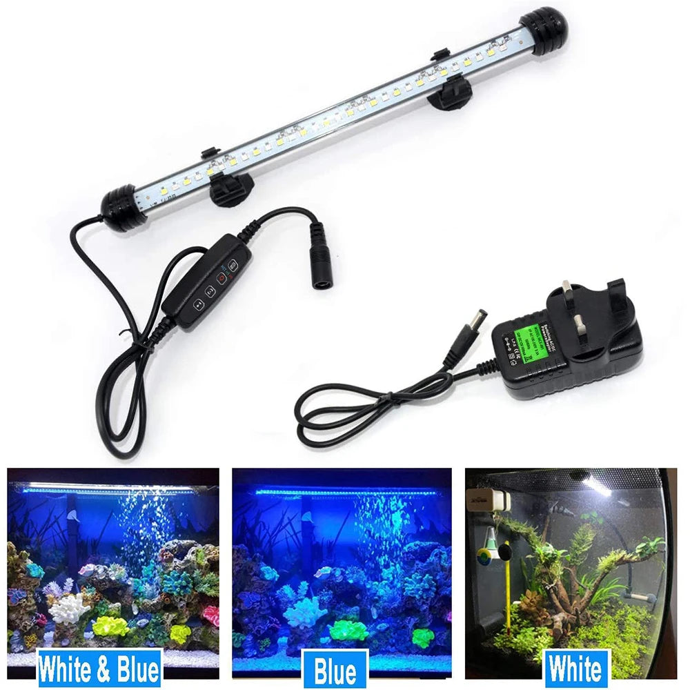 18-48CM LED Aquarium Lights Waterproof Fish Tank Light Dimmable Submersible Lamp with Timer Auto On/Off Underwater Decor 3 Modes