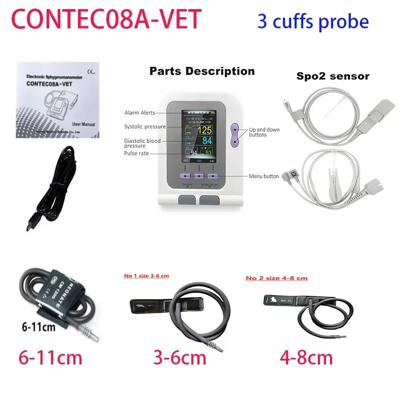 CONTEC08a Vet Animal Blood Pressure Detector Can Be Equipped With Blood Oxygen Function Probe And Cuff Of Various Sizes
