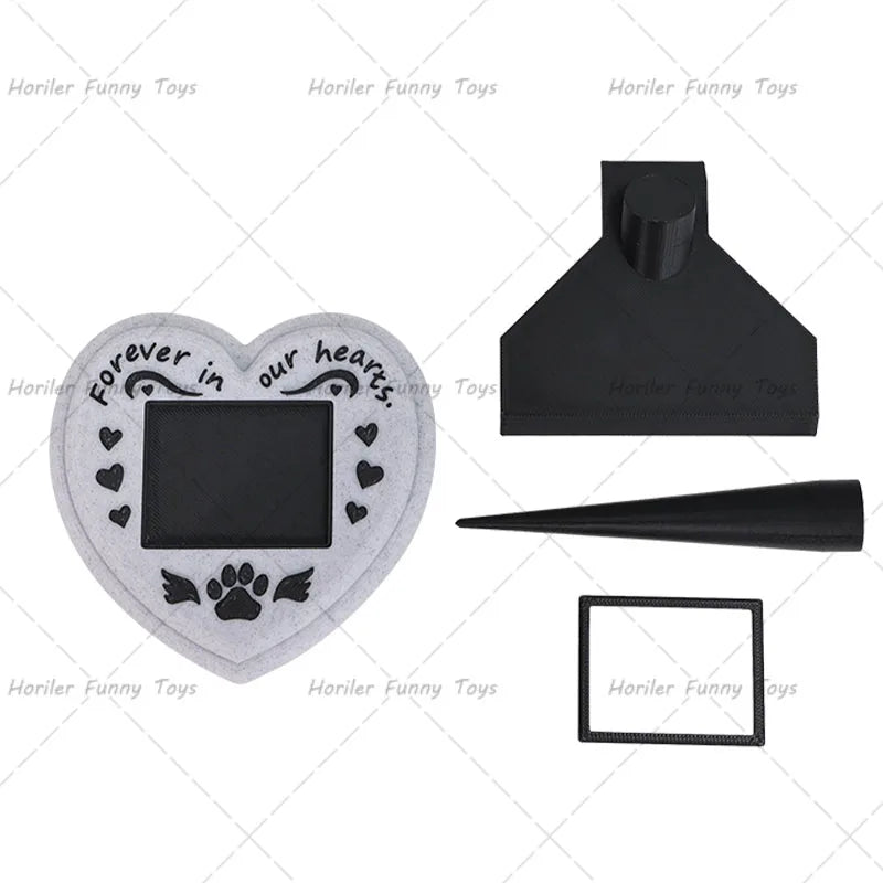 Paw Printing Pet Memorial Plaque 3D Printed Pet Tombstone Simulation Memorial Stone Dog Cat Photo Frame Pet Remembrance Gift