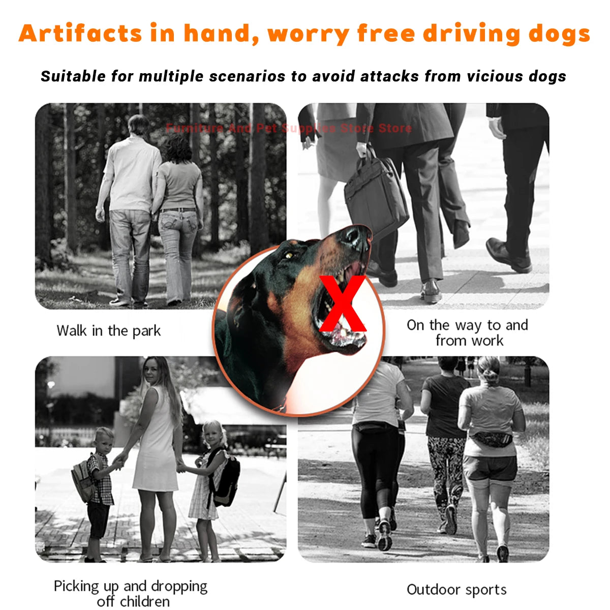 New portable outdoor dog repellent, high-power intelligent cat repellent, anti barking ultrasonic dog repellent with flashlight