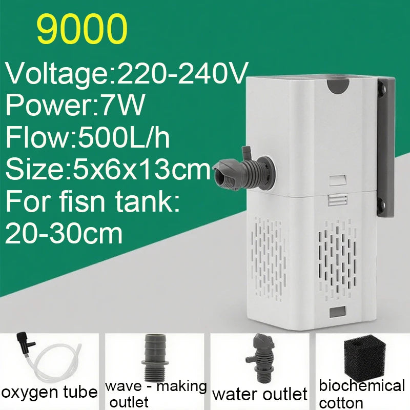 Aquarium Filter Pump Fish Tank Submersible Silent Air Oxygen Aerator Internal Water Pump Aquarium Air Pump Wave Maker 220v