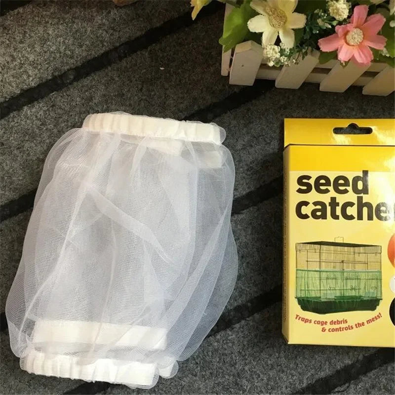 Receptor Seed Guard Nylon Mesh Bird Parrot Cover Soft Easy Cleaning Nylon Airy Fabric Mesh Bird Cage Cover Seed Catcher Guard