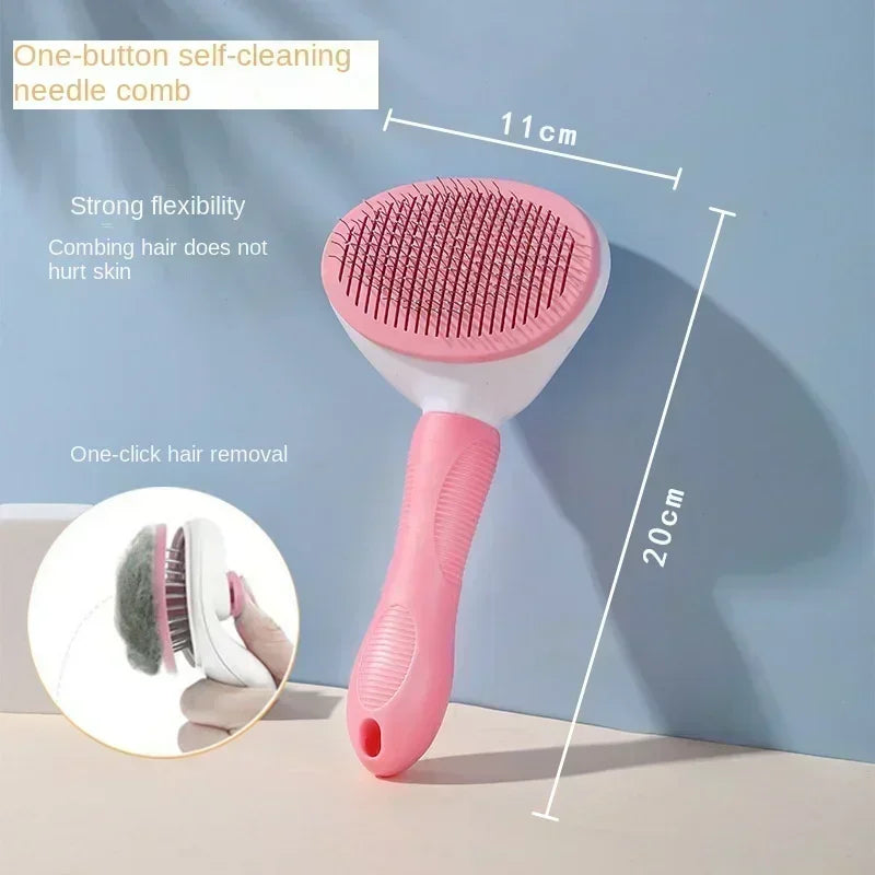 Self Cleaning Pet Hair Remover Comb Dematting Grooming Brush for Dogs Cats Essential Fur Care Tool & Pet Accessories