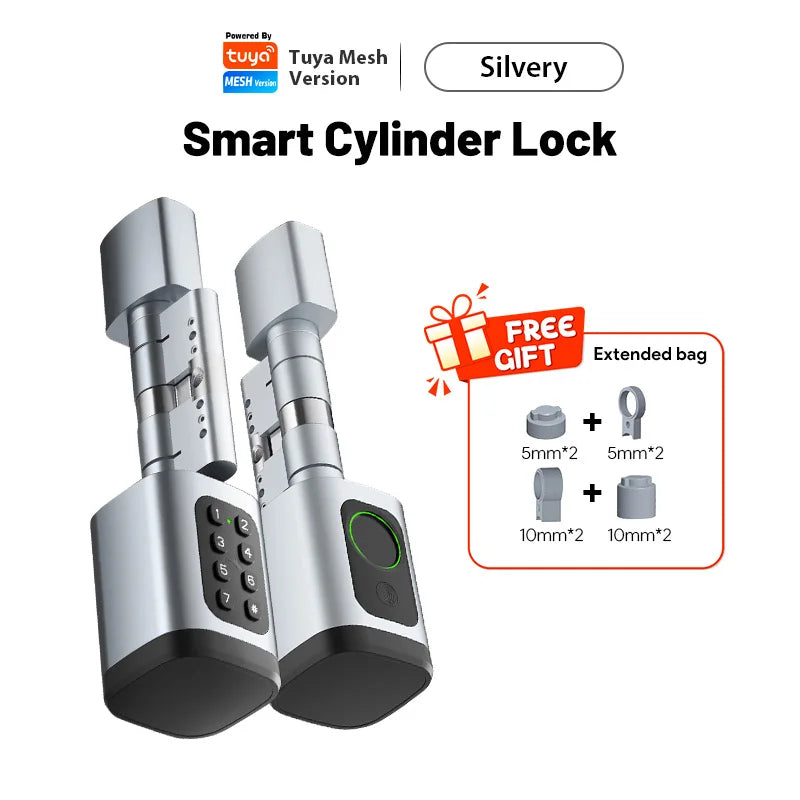 V1 Pro+ Version Adjustable TUYA APP Smart Life Fingerprint Password Digital RFID Card Cylinder Smart Door Lock for Home