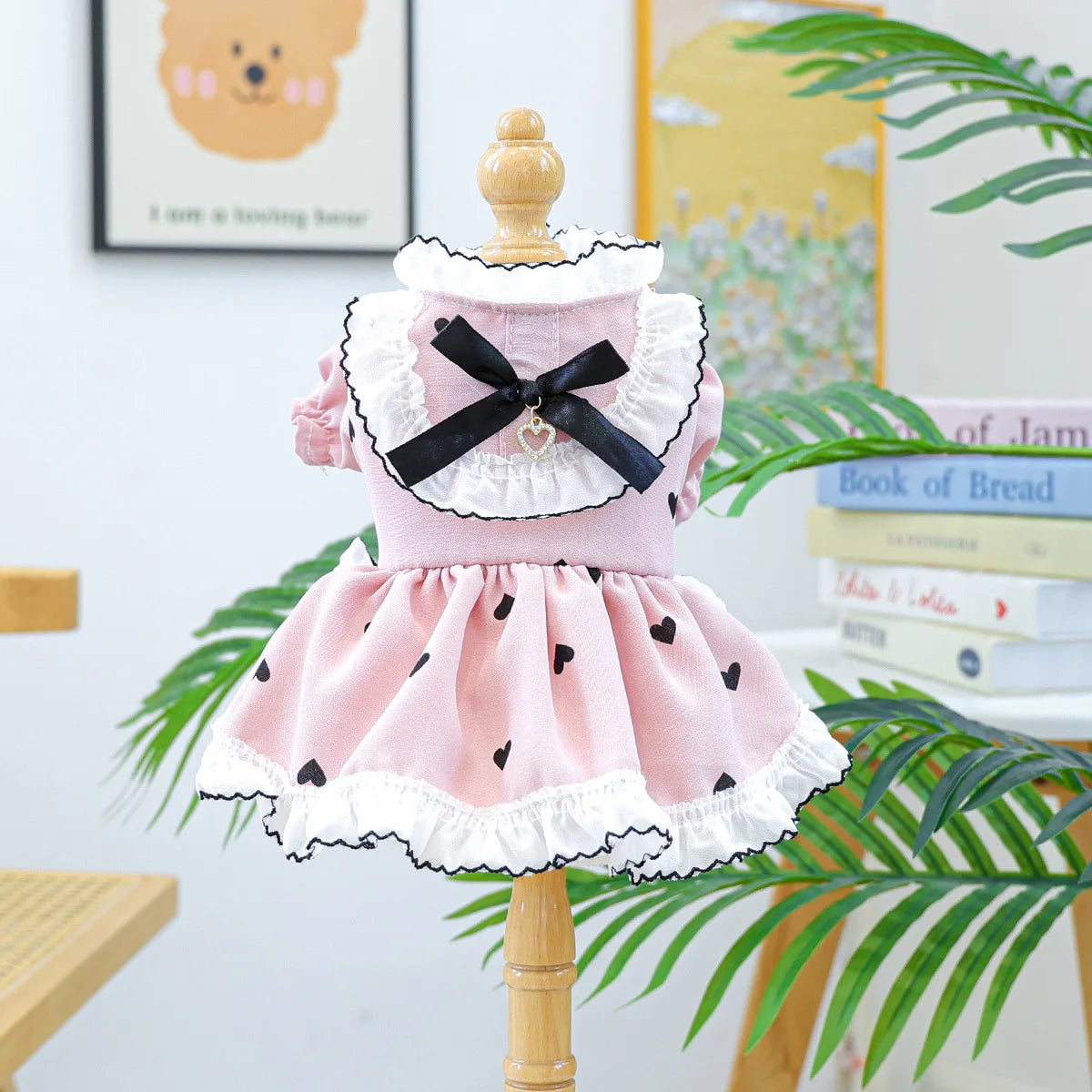 Cute Lace Dog Love Dress Summer Spring Pink Pet Jacket With Skirt Outfit Puppy Animal Cat Clothing Apparel Pomeranian Shih Tzu