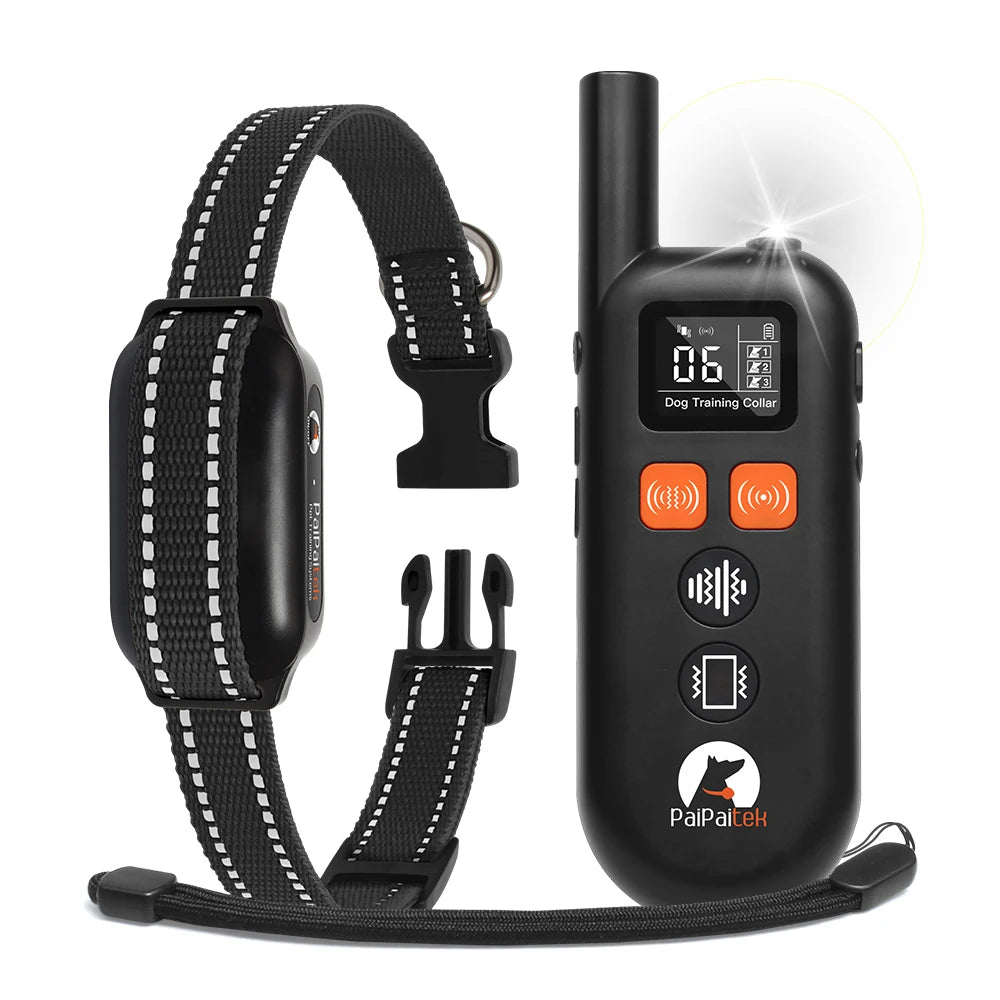 No Shock Dog Training Collar with Remote 3300ft , Rechargeable E-Collar with Ultrasonic / Vibration /Beep No Prongs For All Dogs