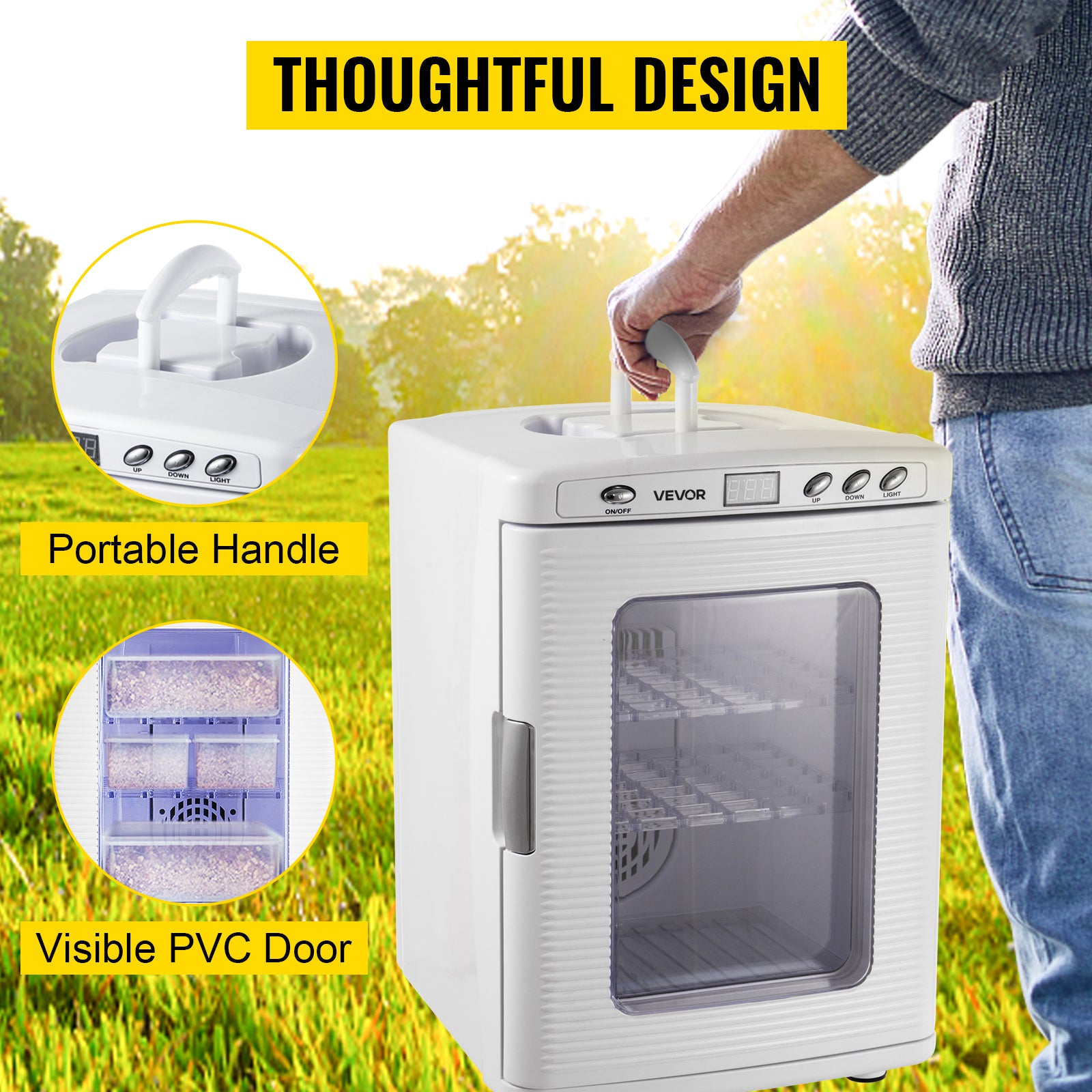 SucceBuy 25L Reptile Incubator Scientific Lab Automatic Incubator Egg Breeding Hatchery Work for Thermostats Snakes and Turtles